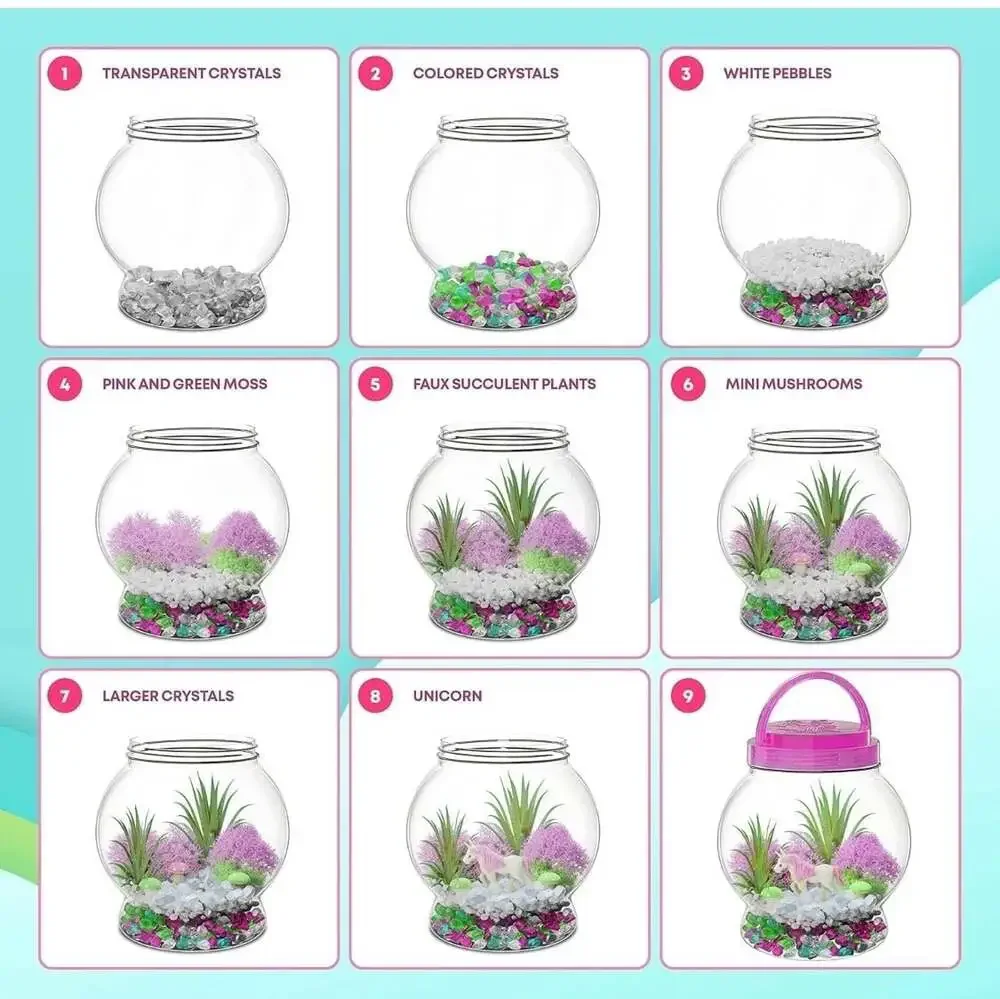 Dan&Darci‎ Light-Up Unicorn Terrarium Kit for Kids - DIY Science & Craft Set